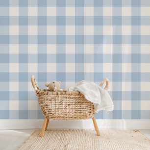 Farmhouse Gingham Baby Blue Tapete