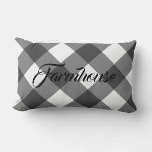 FARMHOUSE GINGHAM LUMBAR PILLOW LENDENKISSEN