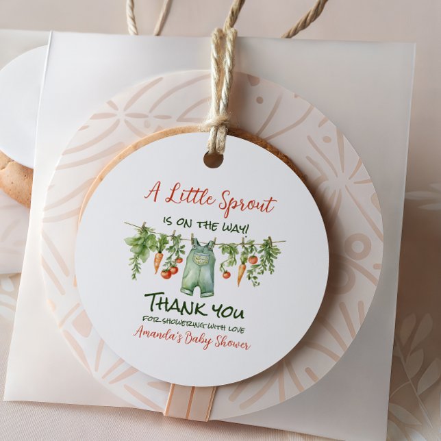 Farmhouse Little Sprout Clothesline Baby Shower Geschenkanhänger (Von Creator hochgeladen)