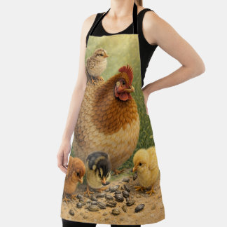 Farmhouse Mother Hen and Baby Chicks Apron Schürze