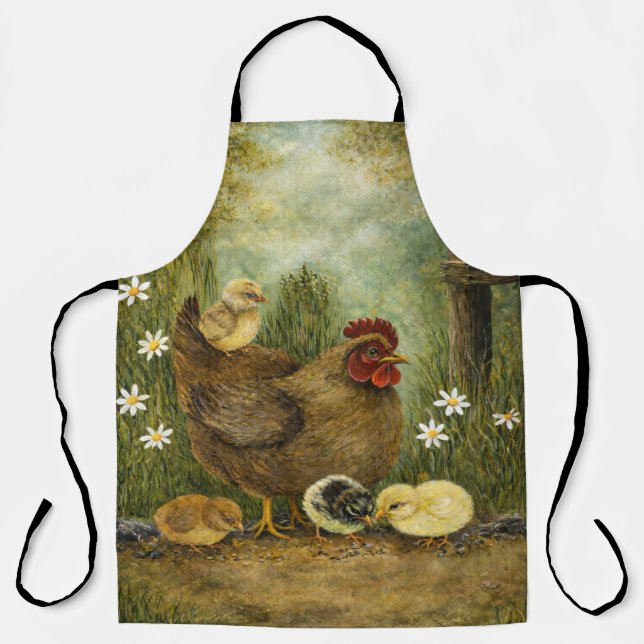 Farmhouse Mother Hen and Baby Chicks Apron Schürze (Vorderseite)