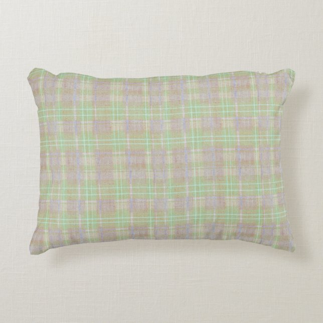 Farmhouse Neutral Sage Plaid Dekokissen (Vorderseite)