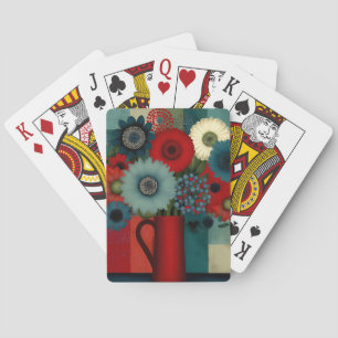 Farmhouse-Patchwork-Blaues Beerenbouquet Spielkarten