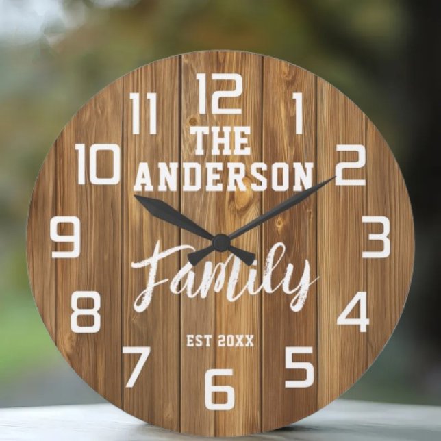 Farmhouse personalized rustic country style  große wanduhr (Von Creator hochgeladen)
