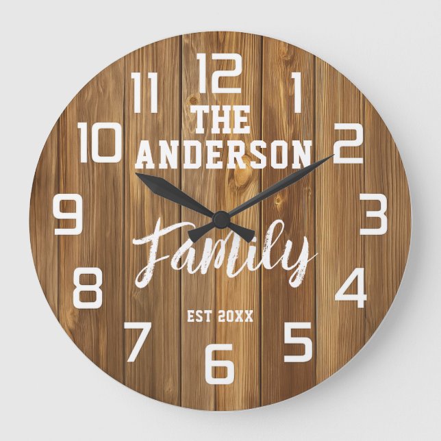 Farmhouse personalized rustic country style  große wanduhr (Vorderseite)