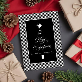 Farmhouse Plaid Chalkboard Merry Christmas Photo Feiertagskarte