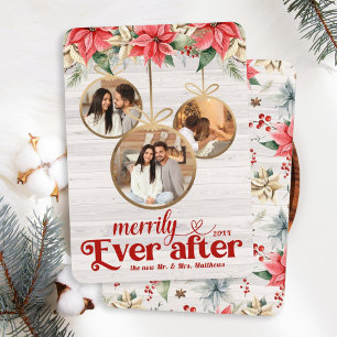 Farmhouse Poinsettia Merrily Ever After Newlyweds Feiertagskarte
