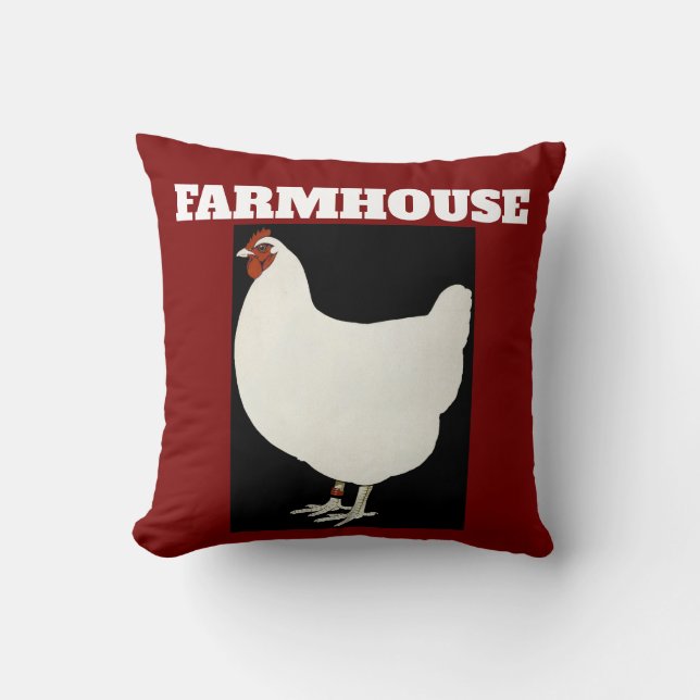 FARMHOUSE ROOSTER, rot DURCH PILLOWS Kissen (Vorderseite)