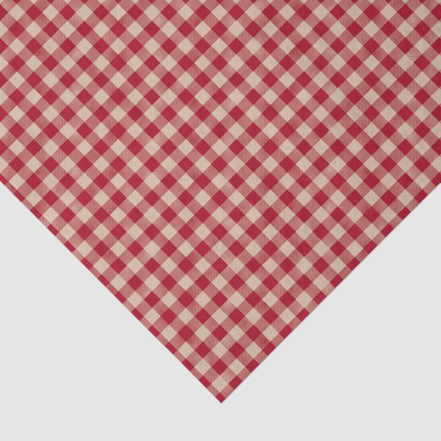 Farmhouse Rot und Beige Gingham Karomuster Seidenpapier (Ausschnitt)