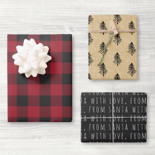 Farmhouse Roter Büffelkariert Weihnachten Geschenkpapier Set