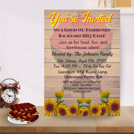 Farmhouse Rustic BBQ Invitation Pig-roast Wood Einladung