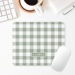 Farmhouse-Salbei-Büffel-Karo personalisierter Name Mousepad