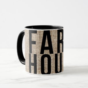 FARMHOUSE Schwarze Beschriftung Rustikale Jute-Ver Tasse