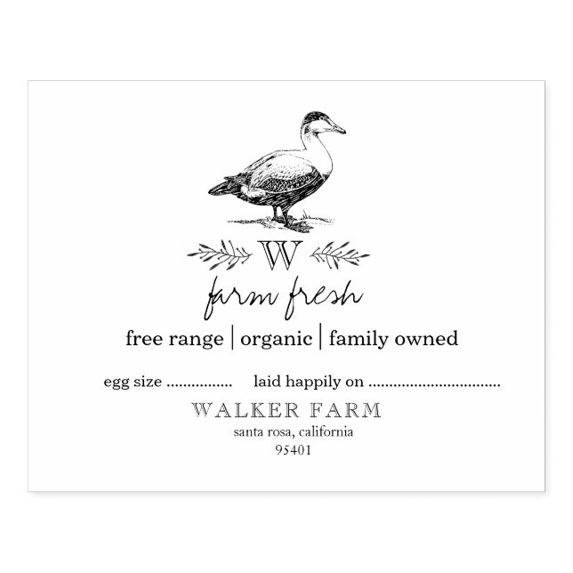 Farmhouse Style Monogram Duck Eierkarton Briefmark Gummistempel (Prägung)