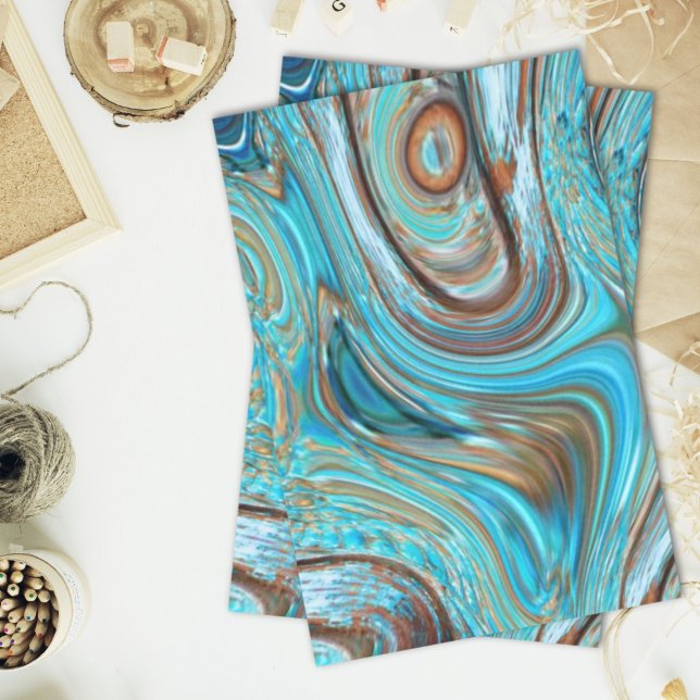 farmhouse  teal blue Woodgrain turquoise swirls Seidenpapier (farmhouse teal blue Woodgrain turquoise swirls Tissue Paper)