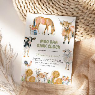 Farmhouse Tiere Farm Geburtstagsparty Einladung