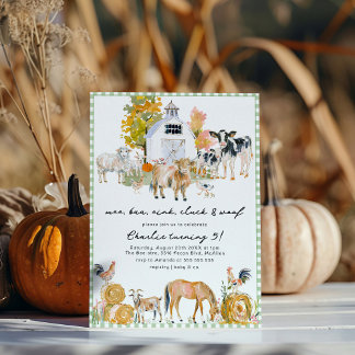 Farmhouse Tiere Farm Thema Geburtstagsparty Einladung