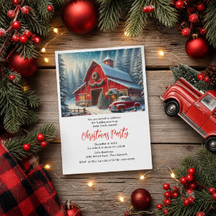 Farmhouse- und Roter-LKW-Weihnachtsfeier Einladung