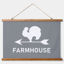 FARMHOUSE WATHER VANE WANDTEPPICH MIT HOLZRAHMEN