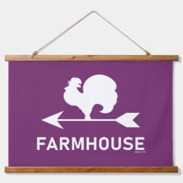 FARMHOUSE WATHER VANE WANDTEPPICH MIT HOLZRAHMEN