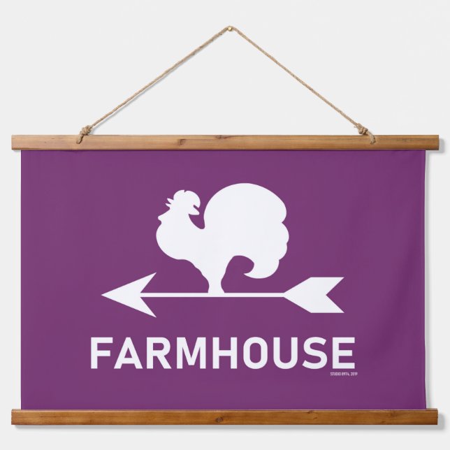 FARMHOUSE WATHER VANE WANDTEPPICH MIT HOLZRAHMEN (Vorne)