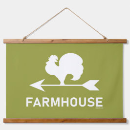 FARMHOUSE WATHER VANE WANDTEPPICH MIT HOLZRAHMEN