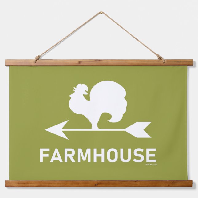 FARMHOUSE WATHER VANE WANDTEPPICH MIT HOLZRAHMEN (Vorne)