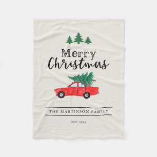 Farmhouse-Weihnachten Baum auf rotem Auto Fleecedecke