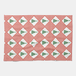 Farmhouse-Weihnachten Rot Gingham Geschirrtuch