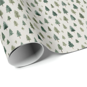 Farmhouse-Weihnachtsbäume auf warmem Creme Geschenkpapier