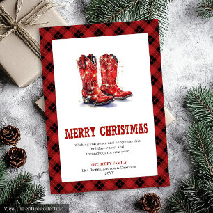 Farmhouse Western Karo Büffel Weihnachtskarte Feiertagskarte