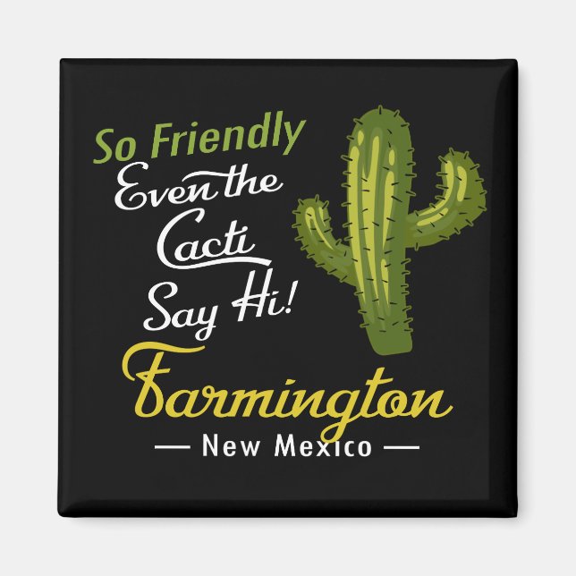 Farmington Cactus Funny Retro Magnet (Vorne)