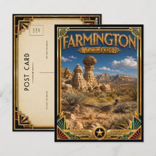 Farmington New Mexico Vintage Art Deco Golden Age Postkarte
