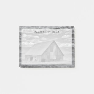 Farms BW American Flag Barn Scene Post-it Klebezettel