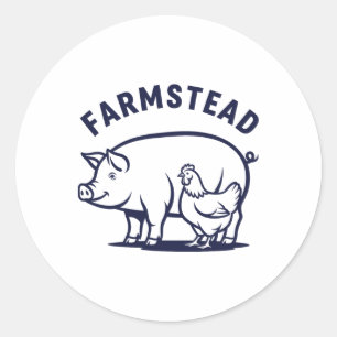 Farmstead-Schweine-Und-Hühner-Tier-Design Runder Aufkleber