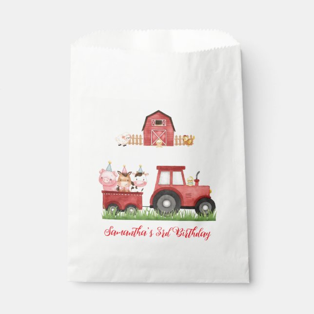 Farmtiere Red Boy Barnyard Geburtstagspartei Geschenktütchen (Vorderseite)