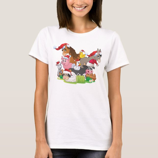 Farmtiere Weihnachtsschmuck T-Shirt (Vorderseite)