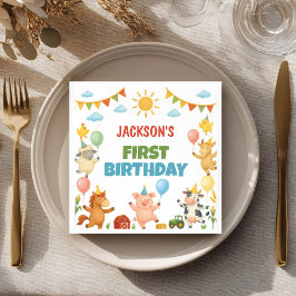 Farmyard Animals Birthday Party Napkins Serviette