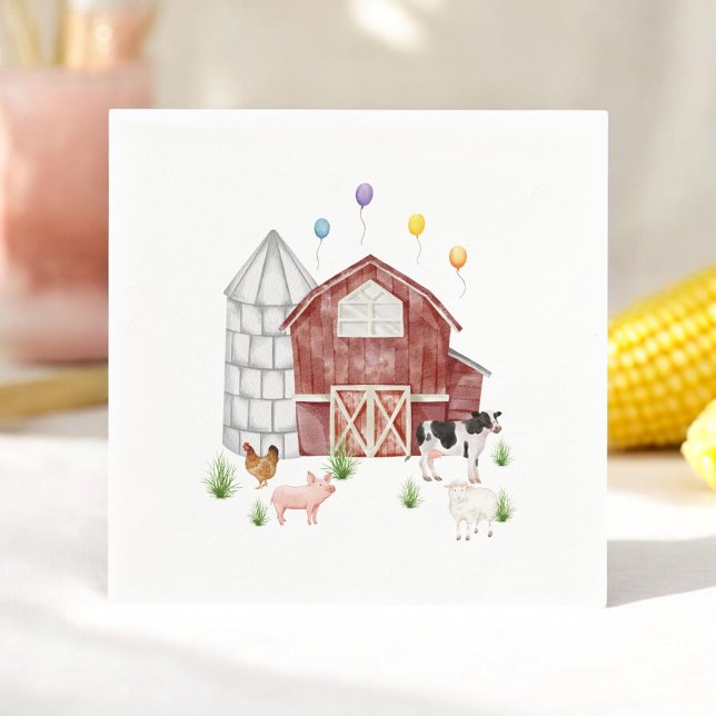 Farmyard Barnyard Farmtiere Geburtstagsparty Serviette (Von Creator hochgeladen)