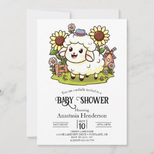 Farmyard Dreamy Sheep Baby Dusche Einladung
