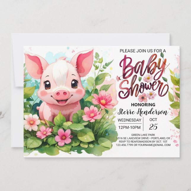 Farmyard Friends feiern Pig Fiesta Babydusche Einladung (Vorderseite)