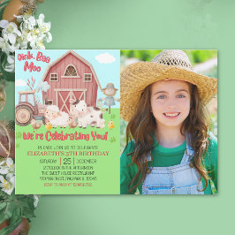Farmyard Girl Birthday Photo – Cute Barn Animals Einladung