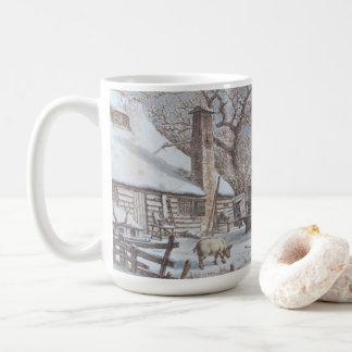 FARMYARD IM WINTER 1786 Vintage Kunst Tasse