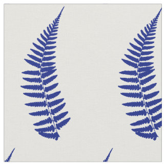 Farn-Blatt-Blau auf weißem Hintergrund-Gewebe Stoff
