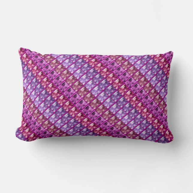 Farn-Kunst/Foto Diag Streifen-Blau/Purpl Lendenkissen (Vorderseite)