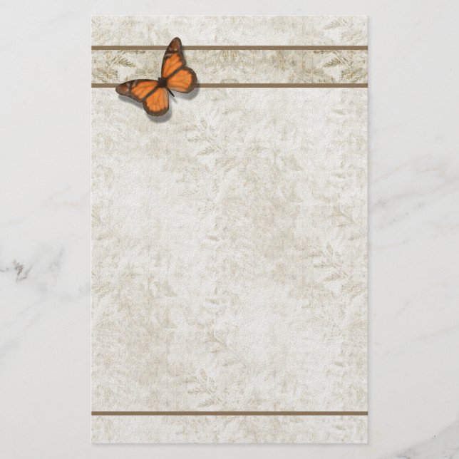 Farn-Muster-Briefpapier ~ Schmetterlings-Farne Briefpapier (Vorderseite)