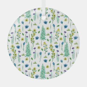 Farnblumen Nahtloses Naturmuster Ornament Aus Glas