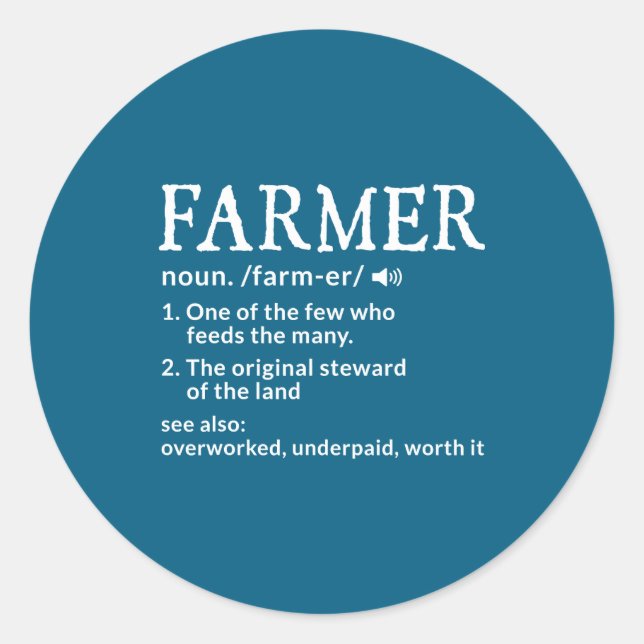 Farner Definition Funny Farmer Farming Mens  Runder Aufkleber (Vorderseite)