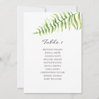 Farnfarn. Hochzeitskarte für Grünpflanzen