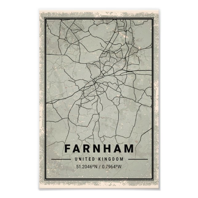 Farnham united kingdom map print poster canvas (Vorne)